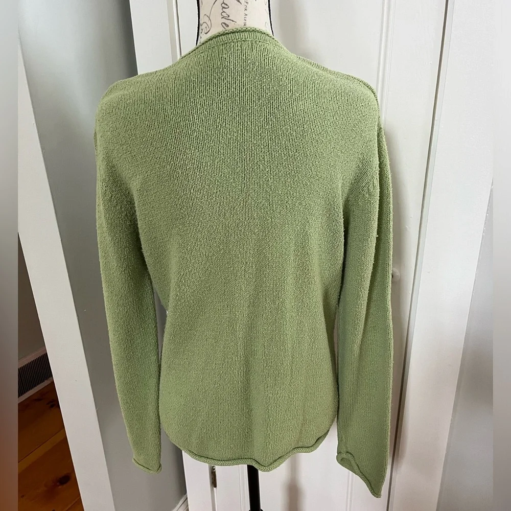 L.L. Bean Green Silk Blend Cardigan Sweater. Women's Size: L. - Picture 5 of 7